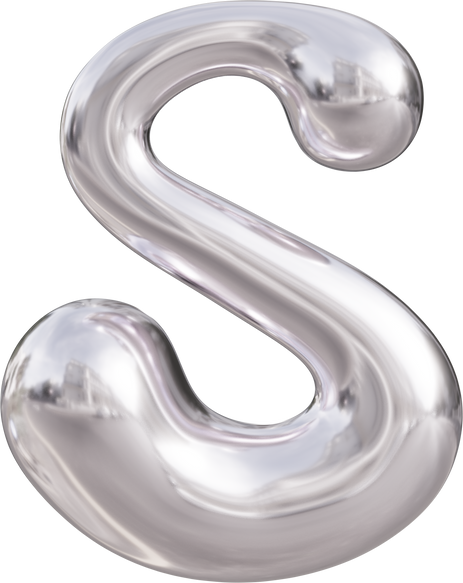 3D Liquid Chrome Letter S Text Effect